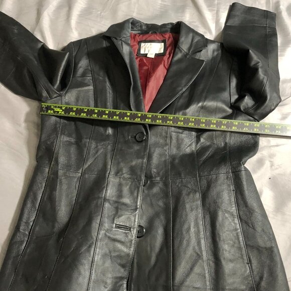 Worthington Womens Moto Blazer Leather Jacket Large Black Three-Button Collared - Picture 6 of 16